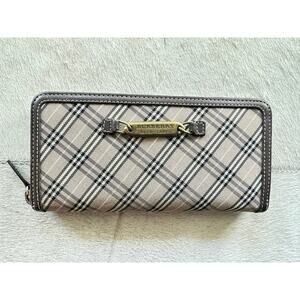 Burberry Blue Label Plaid Zip Around Long Wallet